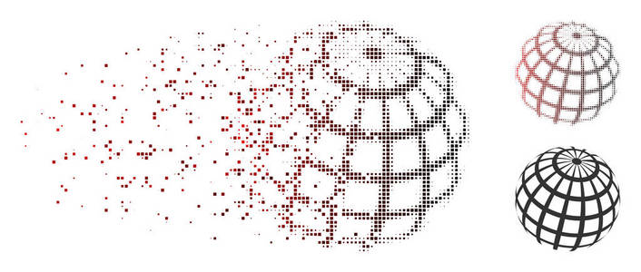 崩解像素半色调抽象球面网格图标