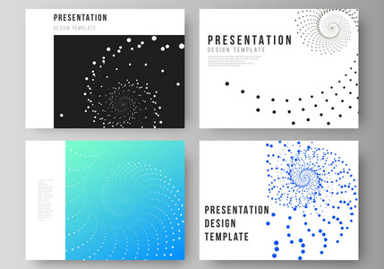 演示文稿幻灯片的可编辑布局的简约抽象向量插图设计业务模板。几何技术背景。抽象单色涡迹