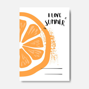 夏日爱情橙色徽章隔离排版设计标签。节日假期字体为标志, 模板, 邀请, 贺卡, 印刷品和海报