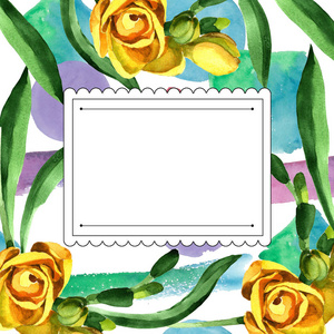 五颜六色的自由女神。 花卉植物花卉。框边装饰广场。 背景纹理包装图案框架或边框的水花野花。
