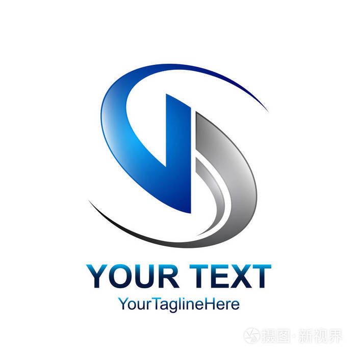 字母s徽标设计模板彩色银蓝色swoosh设计,用于商业和公司身份.