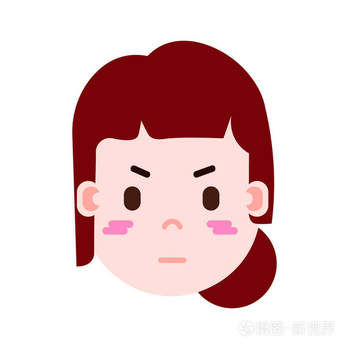女孩头像emoji表情人物形象与面部情感神通性格女人尴尬面对不同的