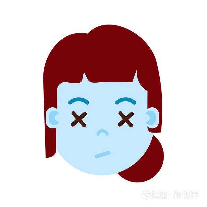 女孩头 emoji 表情与面部情感, 头像字符, 妇女死的面孔以不同的女性