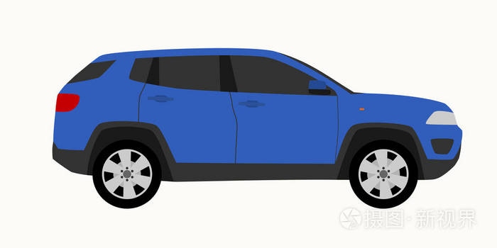 汽车suv平型青色颜色隔离在白色背景的应用