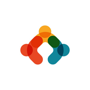 人类的标志, 互助的图标, 人们一起抽象标识.人们支持和希望的象征.