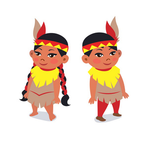 印第安人卡通卡通印第安人美国儿童.