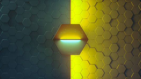 六角形几何背景分成两半.