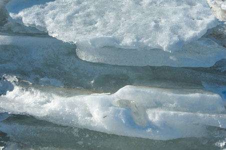 河水泛滥。 撕裂的河冰。 带着最后一块冰的河流。 早春俄罗斯鞑靼斯坦喀马河