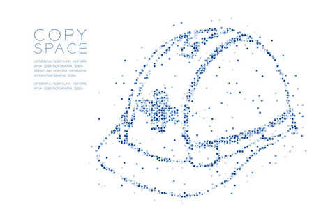 抽象几何方形盒子像素图案头盔结构形状安全第一概念设计蓝色插图白色背景与复制空间矢量EPS10