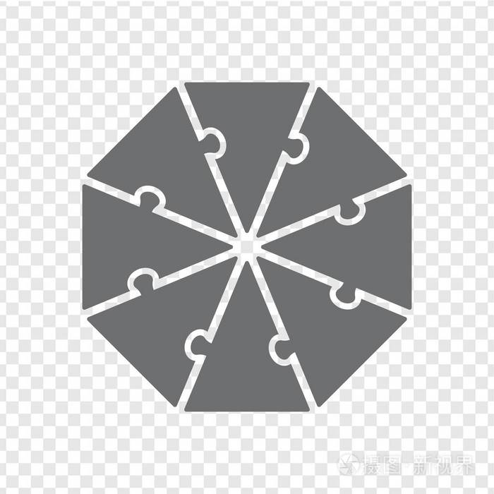 简单的图标八边形拼图的八个元素. 平面设计. 矢量插图eps10.