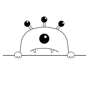 万圣节惊恐怪物可怕的脸头图标. 手爪持线. 一颗尖牙.