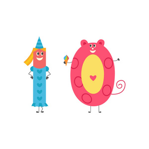 十号滑稽卡通人物在白色背景下被隔离.数学元素的可爱向量图解照片