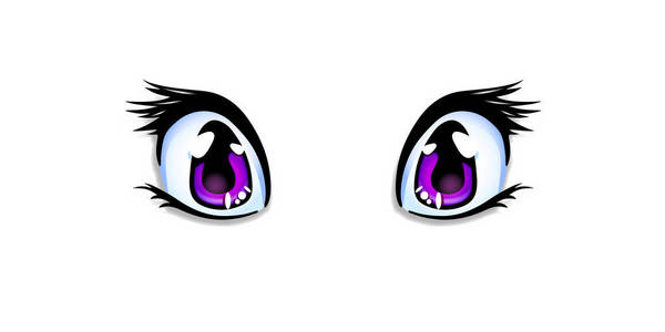 动画风格的眼睛在紫丁香或粉红色的设计或创作卡通卡瓦伊人物孤立在