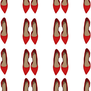 s Shoes, View from Above. Pattern of High Heel Shoes. Vector Pat