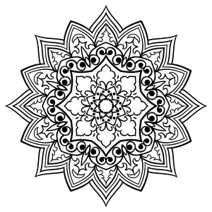 载体丝状曼陀罗与抽象元素分离在白色背景上。 东方民族的装饰品。 地毯和任何表面的模板。 设计元素。