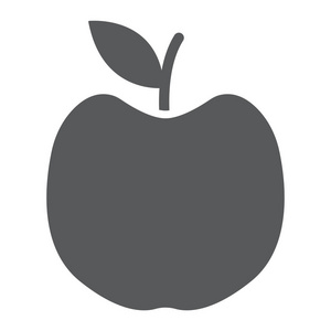 苹果雕文图标, 水果和维生素, 饮食符号, 矢量图形, 在白色背景上的固体图案, eps 10