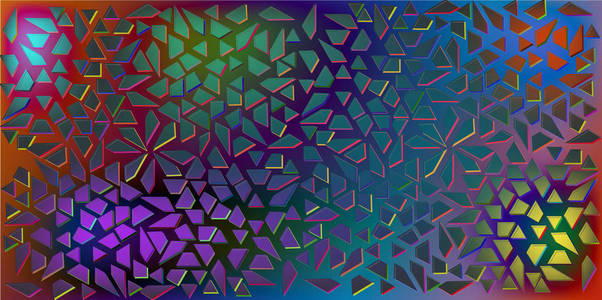 彩色背景上小黑色三角形的深色矢量。 三角形抽象纹理的明亮矢量插图。 横幅海报封面图案三角形玻璃砖设计