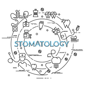 平坦多彩的口腔学设计理念。 制作创意产品的信息思想。 网站横幅传单和海报模板。