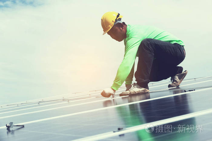 engineer and electrician team swapping and install solar panel a