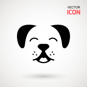 狗头图标.平的风格.卡通狗脸.矢量插图隔离在白色上.剪影很简单.