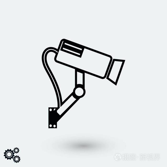 监控摄像头图标平面设计插画-正版商用图片128x5n-摄图新视界