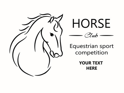 稳定为马的马头图形标志模板矢量插图白色背景.
