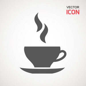 茶或咖啡杯的黑色剪影与蒸汽和心脏咖啡店标志和菜单设计矢量小册子