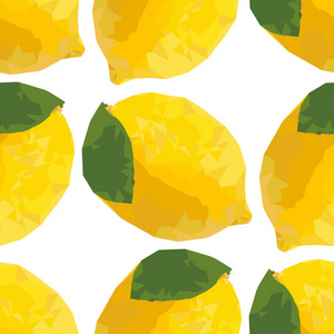 柠檬无缝图案与马赛克效果。蓼黄色热带水果质地..阳光明媚的夏日背景矢量插图