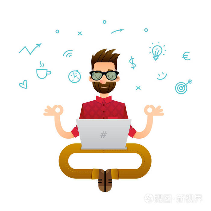 超级专业程序员或项目经理的矢量插图.