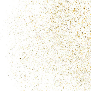 金色闪光的纹理隔离在白色的广场上。 琥珀颗粒的颜色。 庆祝背景。 纸屑的爆炸。 矢量插图10。