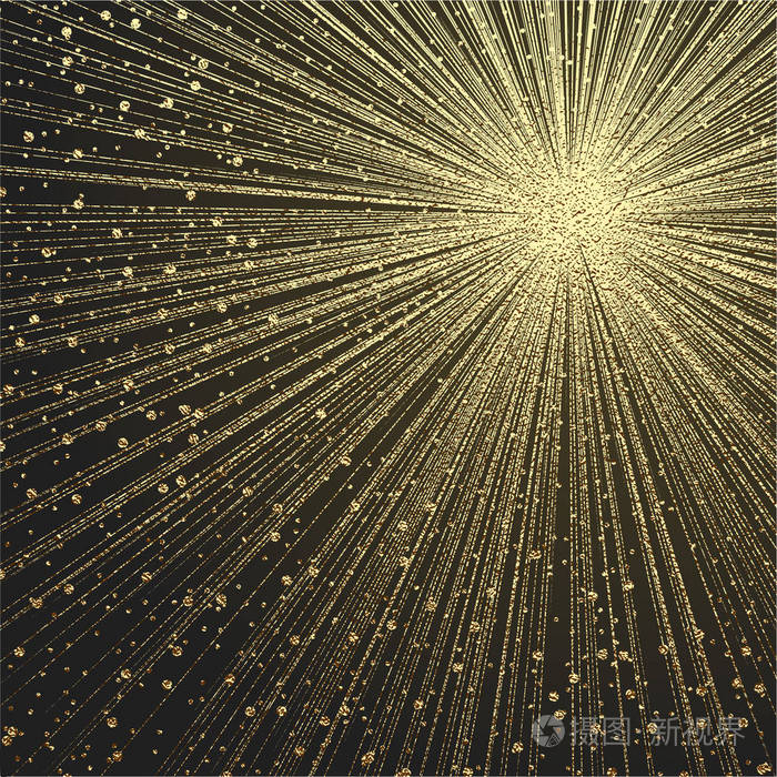 爆炸矢量插图. 太阳射线或星爆元素与火花. 金圣诞元素贺卡海报.