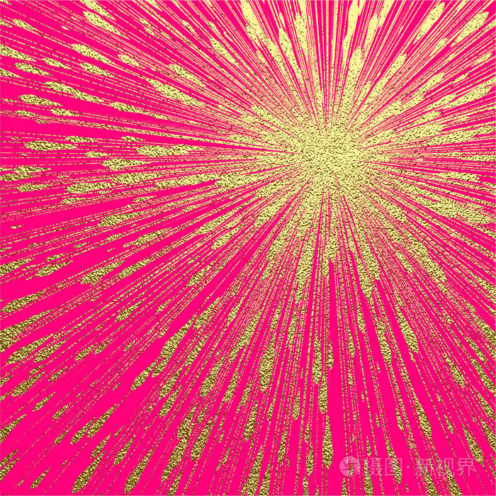 爆炸矢量插图太阳射线或星爆元素与火花金圣诞元素贺卡海报金光闪闪