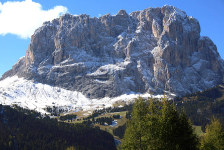 从意大利GardanaPass观赏多洛米特斯的高山景观