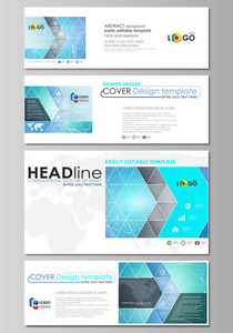 社会媒体和电子邮件标头集，现代的横幅。抽象设计模板，矢量中常用的尺寸的布局。化学模式 分子结构 医学 Dna 研究。医学概念