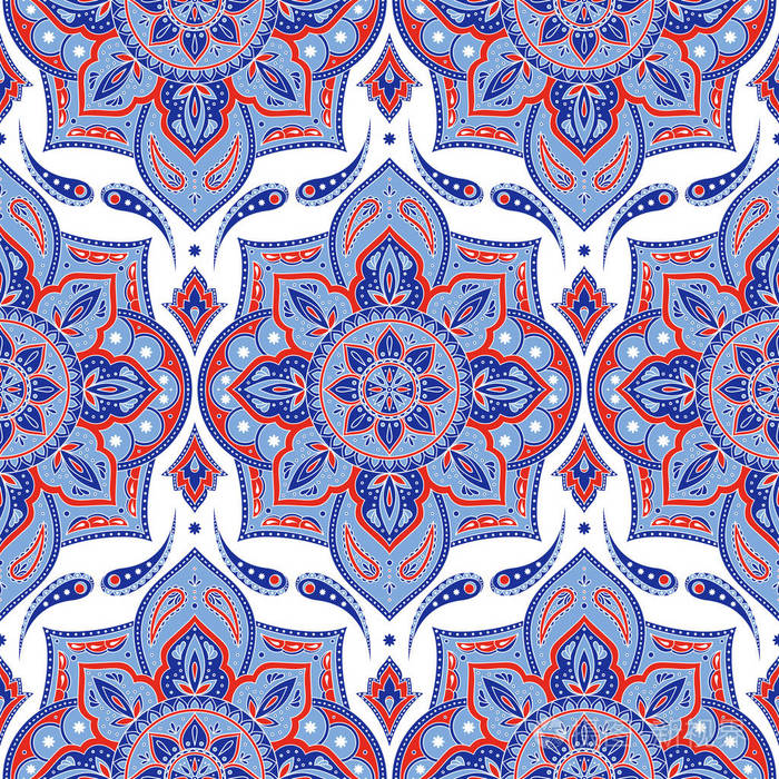 花印度佩斯利图案矢量无缝.