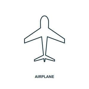 飞机图标。大纲样式图标设计。Ui。飞机图标的插图。在白色查出的象形文字。可在网页设计应用程序软件打印中使用