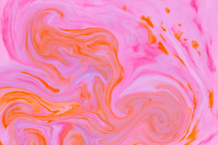 橙色粉红色抽象背景粉红色水滴多色图案食品颜色牛奶色水色空白设计师用