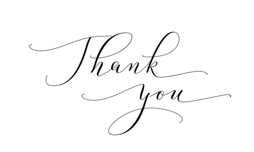 谢谢你的话,亲手写的自定义书法上白色孤立.