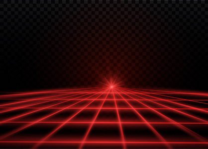 抽象的红色激光束。孤立在黑色背景上的透明。矢量定向的 illustration.the 照明 effect.floodlight