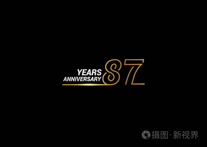 87年周年纪念标志金色字体编号由白色背景上的一条隔离在白色背景上