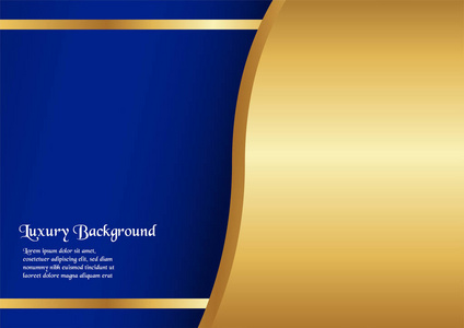 抽象蓝色背景的高级概念与黄金边界。 模板设计的封面业务演示，网页横幅婚礼邀请和豪华包装。