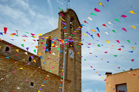 Esclany with colored flags.