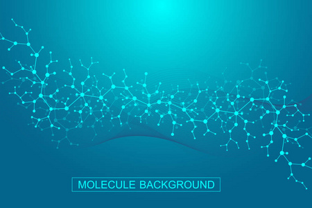 科学的分子背景为医学, 科学, 技术, 化学。带有 Dna 分子的墙纸或横幅。矢量几何动态图