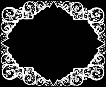 黑色背景的卷曲框架装饰插图