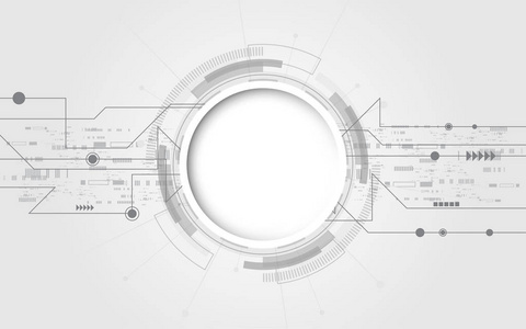 灰色白色抽象技术背景与各种技术元素高科技传播理念创新背景圈空空为