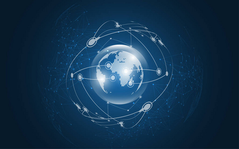全球网络连接世界地图抽象技术背景全球商业创新