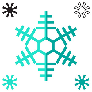 收集雪花图标隔离在白色背景上。 雪花元素用于冬季设计和装饰。 冰箱矢量符号或标志套装