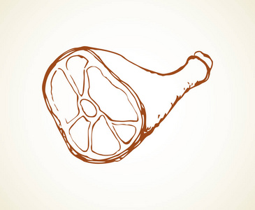 红墨线手工绘制的天然羊肉火腿餐店食品店菜单标志图标复古涂鸦卡通