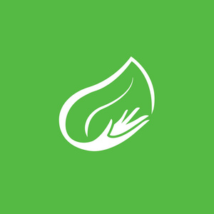 标志型业务性质符号的插图设计. 矢量手和叶网图标.照片