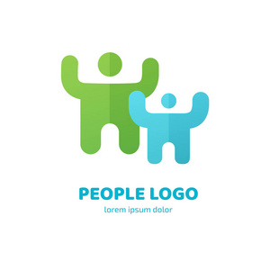 标志型业务团队符号的插图设计。 矢量快乐人网页图标。